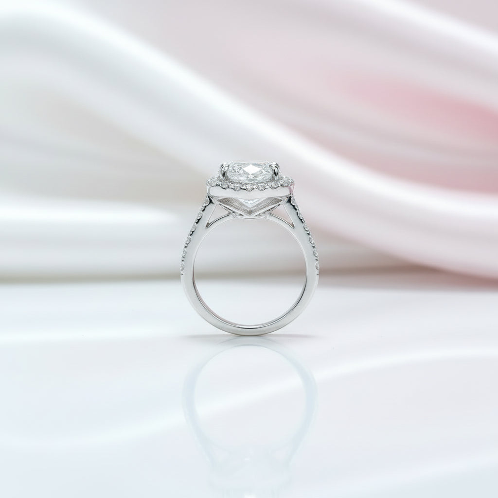14k White Gold 2.0 Ct 8.5mm Heart Shaped Diamond Option Halo Engagement Ring-Black Diamonds New York