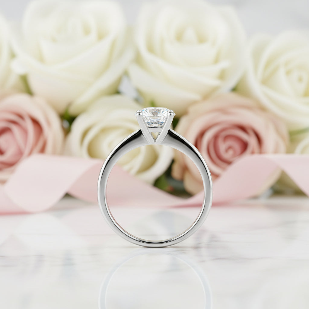 14k White Gold 2.5 Ct Round Cut Diamond Option Engagement Ring-Black Diamonds New York