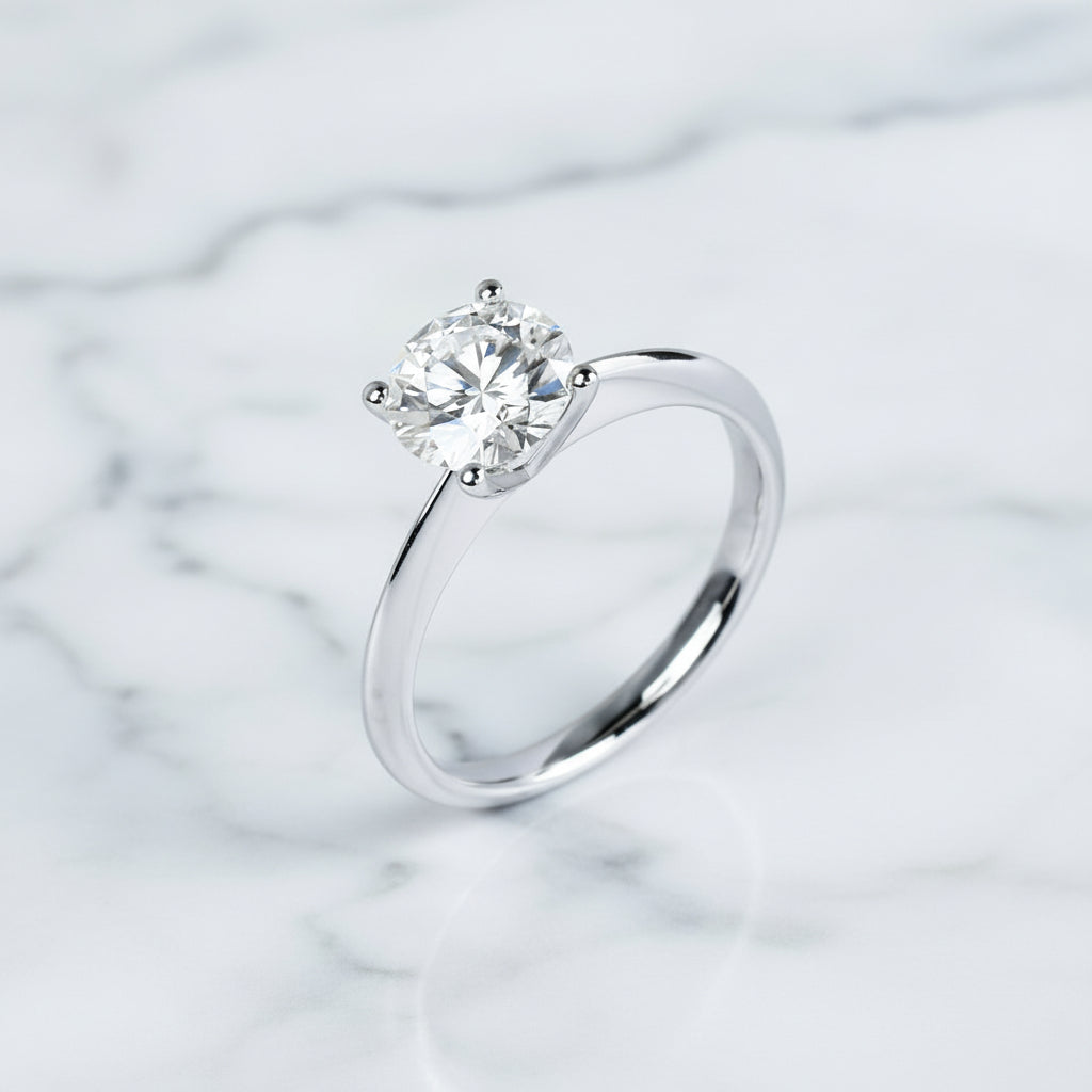 14k White Gold 2.5 Ct Round Cut Diamond Option Engagement Ring-Black Diamonds New York