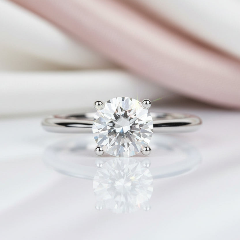 14k White Gold 2.5 Ct Round Cut Diamond Option Engagement Ring-Black Diamonds New York