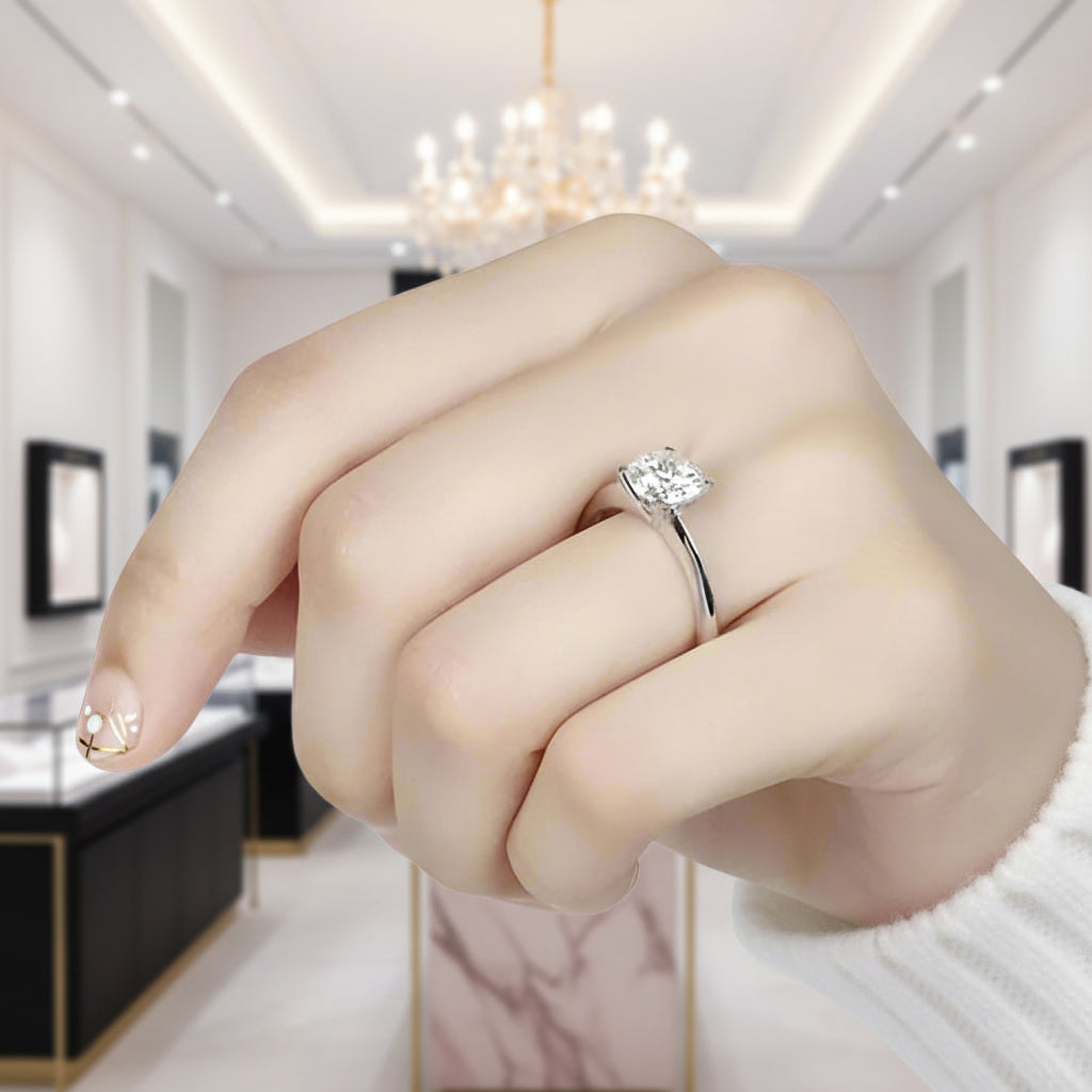 14k White Gold 2.5 Ct Round Cut Diamond Option Engagement Ring-Black Diamonds New York