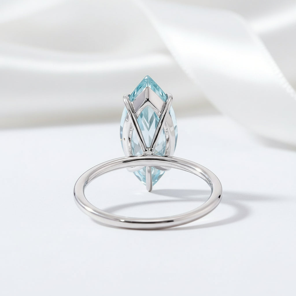 14k White Gold 3.0 Ct Marquise Cut Diamond Engagement Ring-Black Diamonds New York