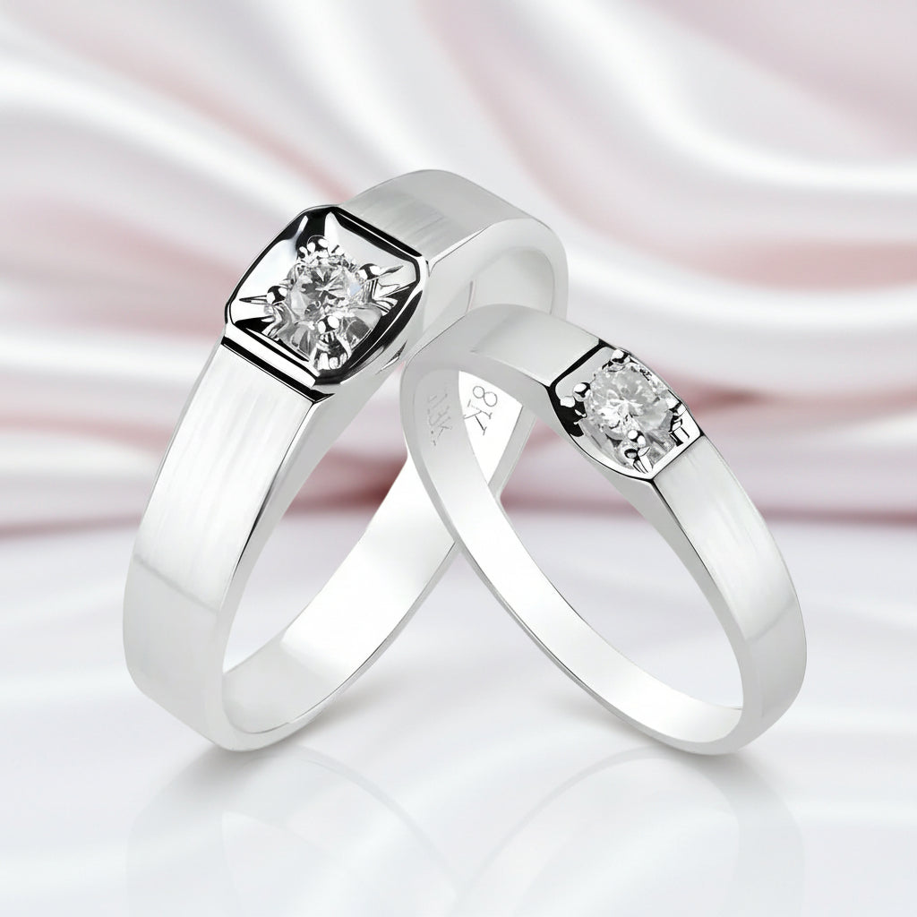 14k White Gold Round Diamond Option Casual Engagement Ring-Black Diamonds New York