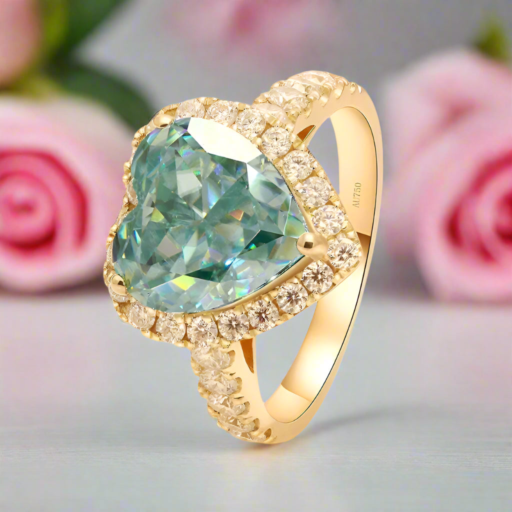 14k Yellow Gold 4.0CT Heart Cut Classic Diamond Engagement Ring-Black Diamonds New York