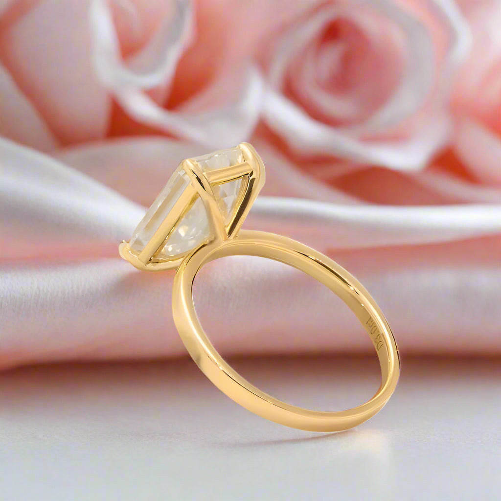 14k Yellow Gold 4.0 Carat Emerald Cut Diamond Engagement Ring-Black Diamonds New York