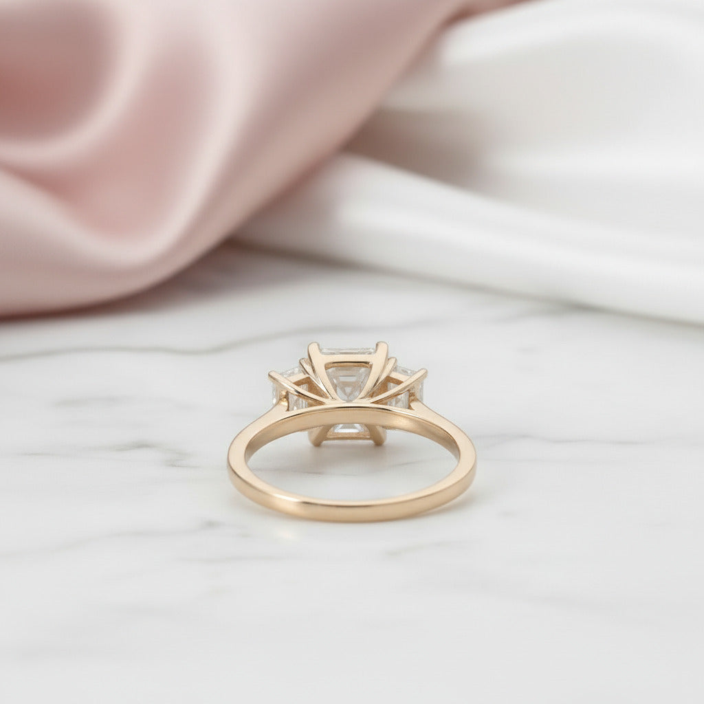 14k Yellow Gold Emerald Cut Diamond Option Baguette Engagement Ring-Black Diamonds New York