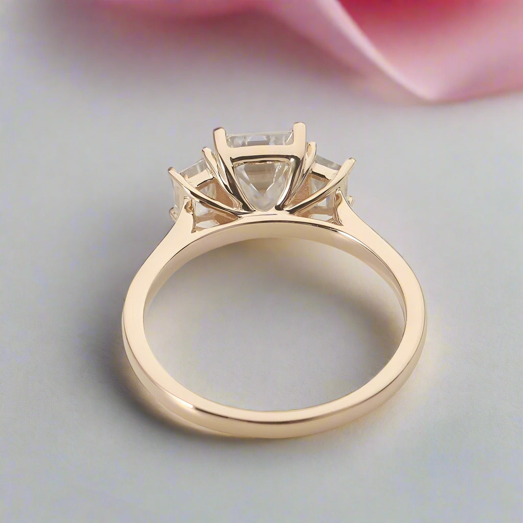 14k Yellow Gold Emerald Cut Diamond Baguette Engagement Ring-Black Diamonds New York