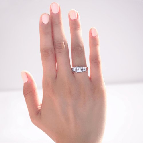1.5 Carat 3-Stones Created Diamond Wedding Anniversary Ring - Black Diamonds New York