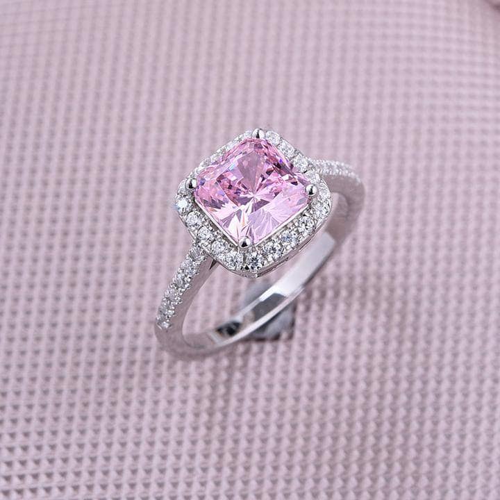 1.5 Carat Cushion Cut Pink Halo Engagement Ring-Black Diamonds New York