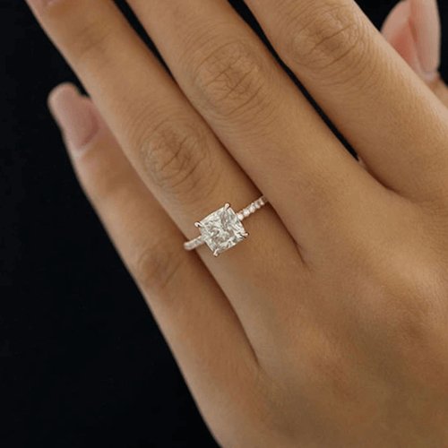 Carat Cushion Cut White Sapphire Rose Gold Engagement Ring