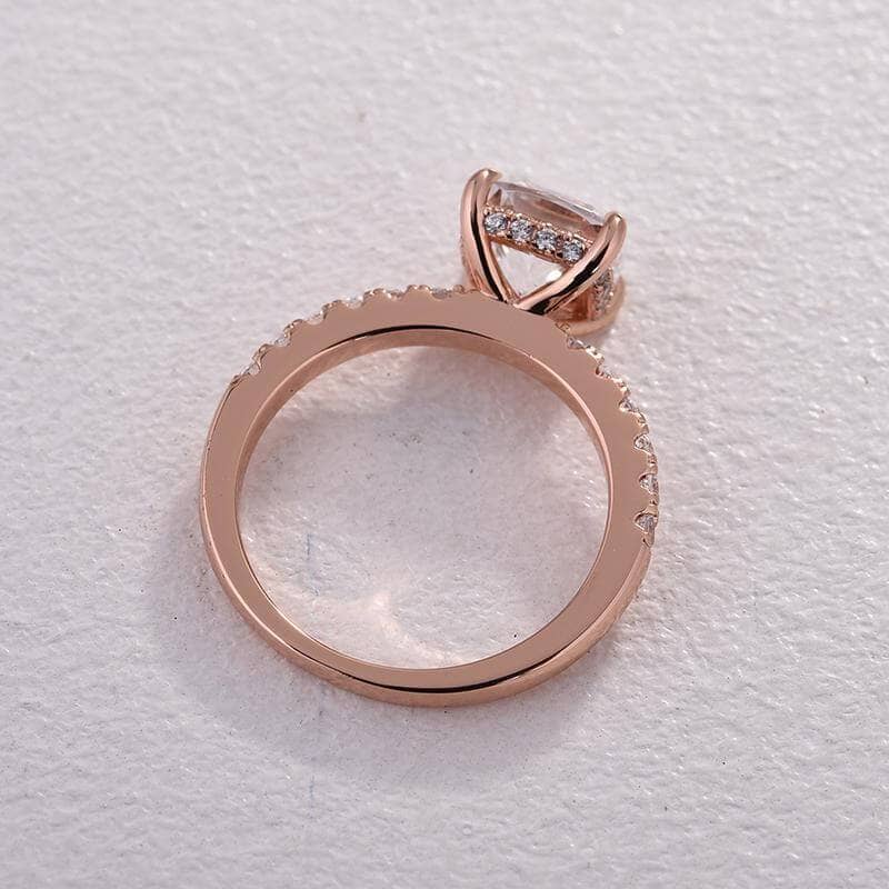 1.5 Carat Cushion Cut White Sapphire Rose Gold Engagement Ring-Black Diamonds New York