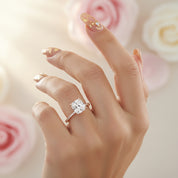 1.5 Carat Cushion Cut White Sapphire Rose Gold Engagement Ring-Black Diamonds New York