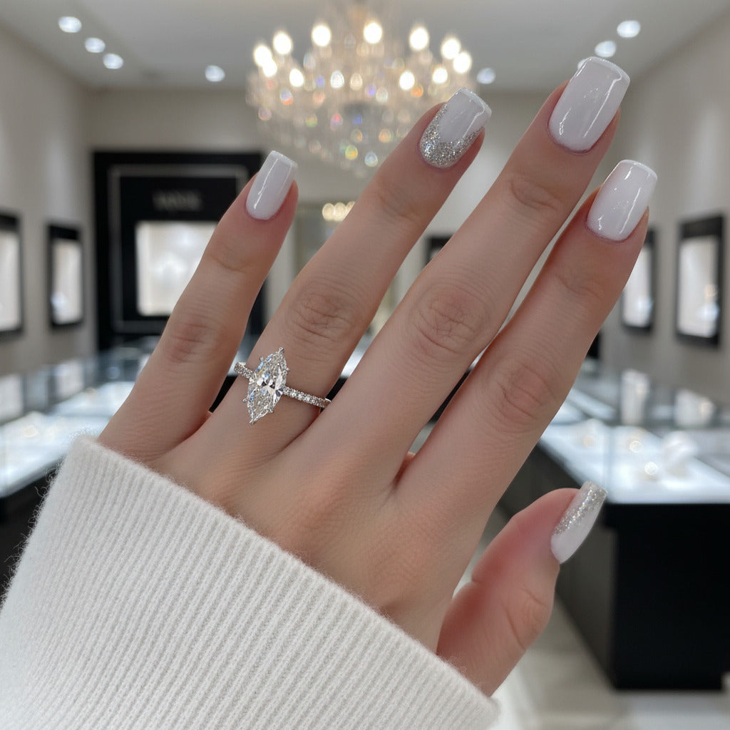 1.5 Carat Marquise Cut Engagement Ring-Black Diamonds New York
