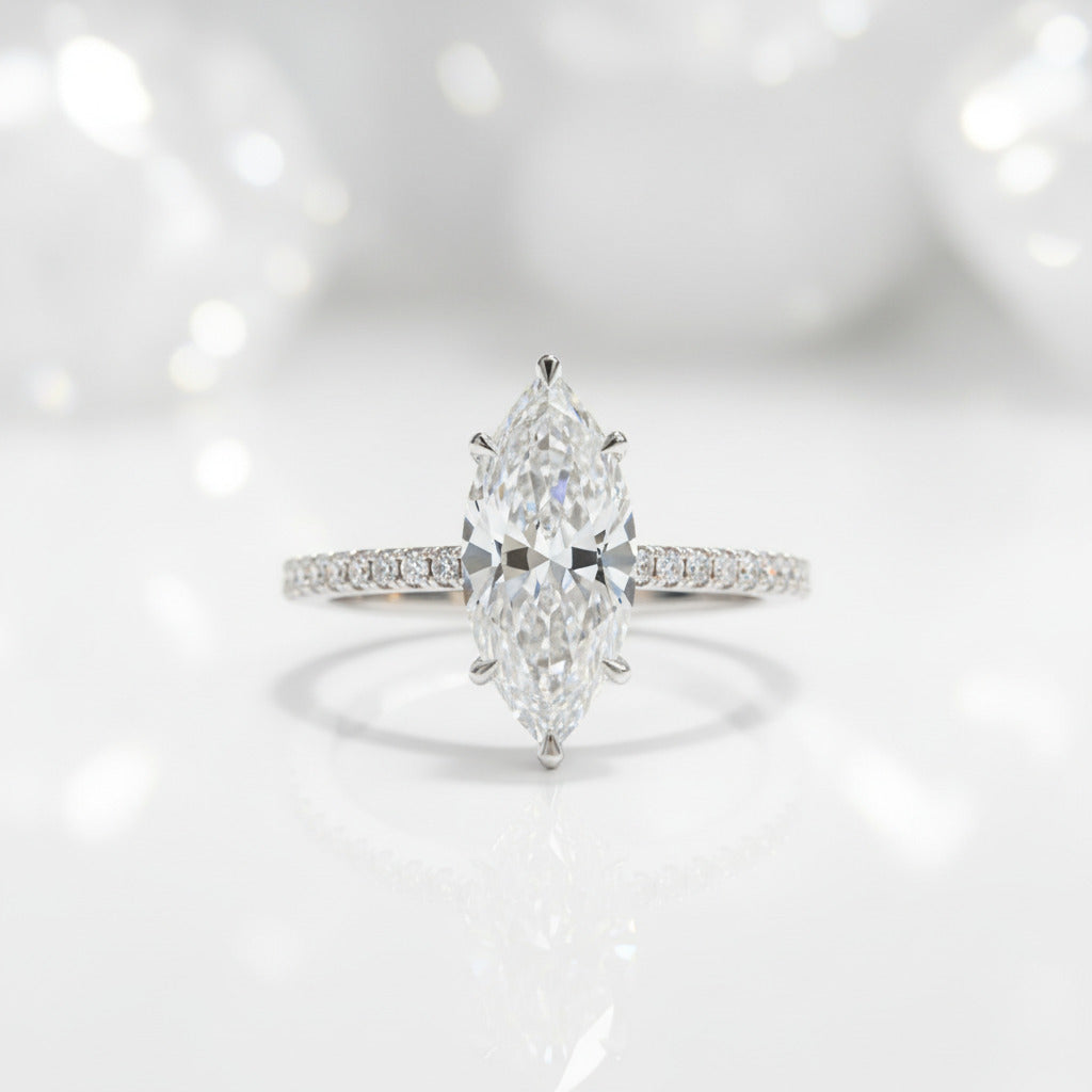 1.5 Carat Marquise Cut Engagement Ring-Black Diamonds New York