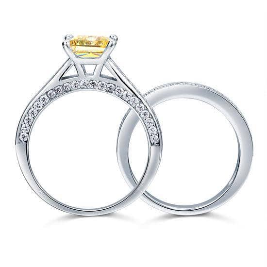 1.5 Carat Princess Cut Created Diamond 2-Pcs Wedding Engagement Ring Set