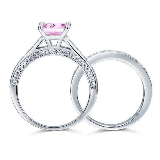 1.5 Carat Princess Cut Created Diamond 2-Pcs Wedding Engagement Ring Set-Black Diamonds New York