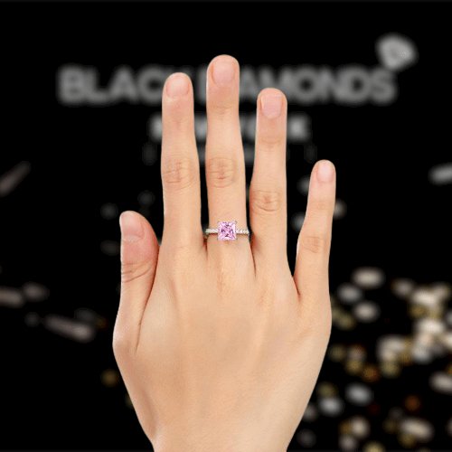 1.5 Ct Fancy Pink Created Diamond Engagement Ring - Black Diamonds New York