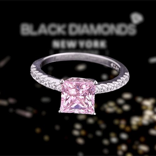 1.5 Ct Fancy Pink Created Diamond Engagement Ring - Black Diamonds New York