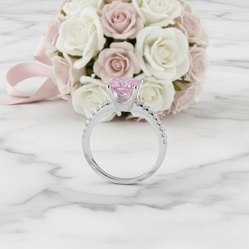 1.5 Ct Fancy Pink Diamond Option Engagement Ring-Black Diamonds New York