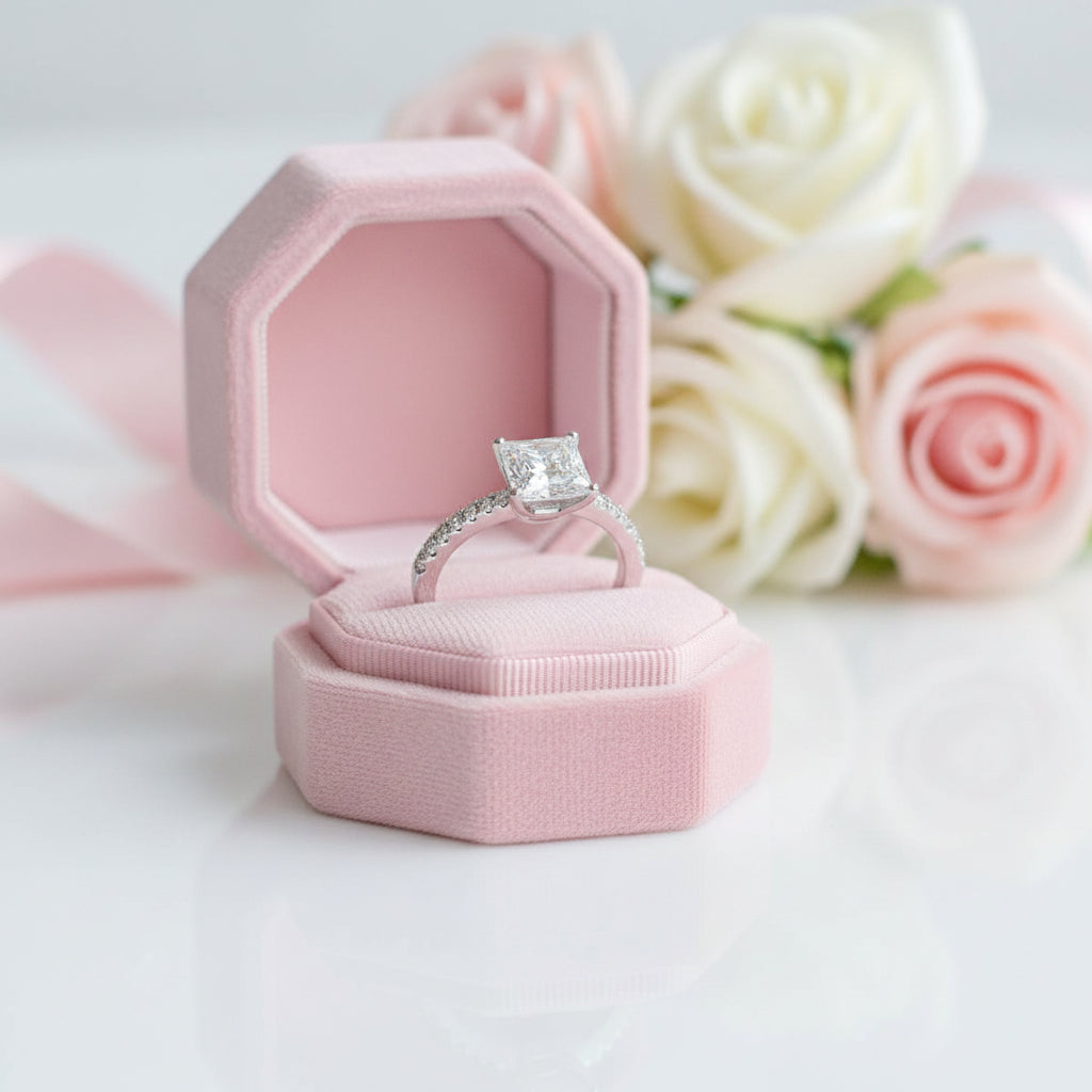 1.5 Ct Princess Cut Diamond Option Engagement Ring-Black Diamonds New York