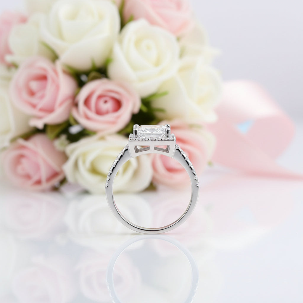 1.5 Ct Princess Cut Diamond Option Halo Engagement Ring-Black Diamonds New York