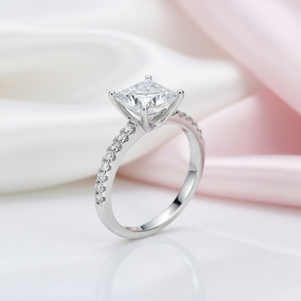 1.5 Ct Princess Cut Diamond Engagement Ring-Black Diamonds New York