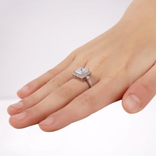 1.5 Ct Princess Cut Created Diamond Engagement Ring - Black Diamonds New York