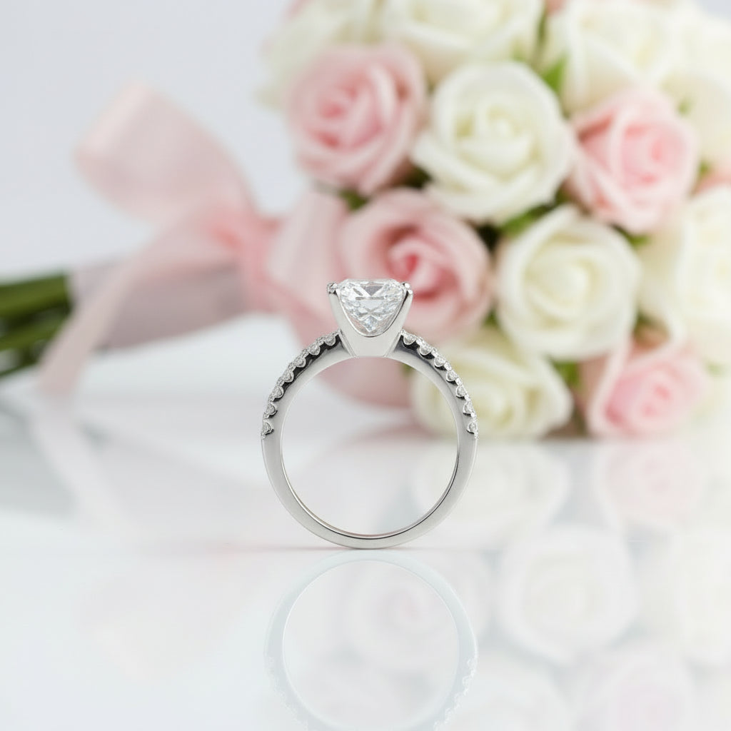 1.5 Ct Princess Cut Diamond Engagement Ring-Black Diamonds New York