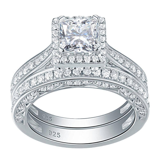 1.5 Ct Princess Cut Created Diamond Bridal Set-Black Diamonds New York