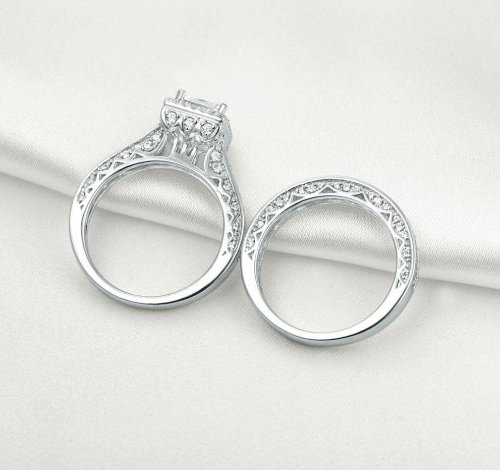1.5 Ct Princess Cut EVN Stone Bridal Set-Black Diamonds New York