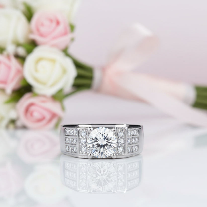 1.5 CT Round Cut Men's Wedding Ring-Black Diamonds New York