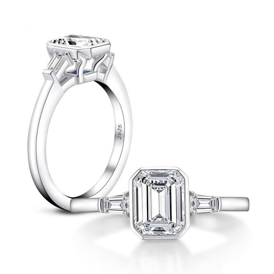 1.5ct Emerald Cut Created Diamond Engagement Ring-Black Diamonds New York