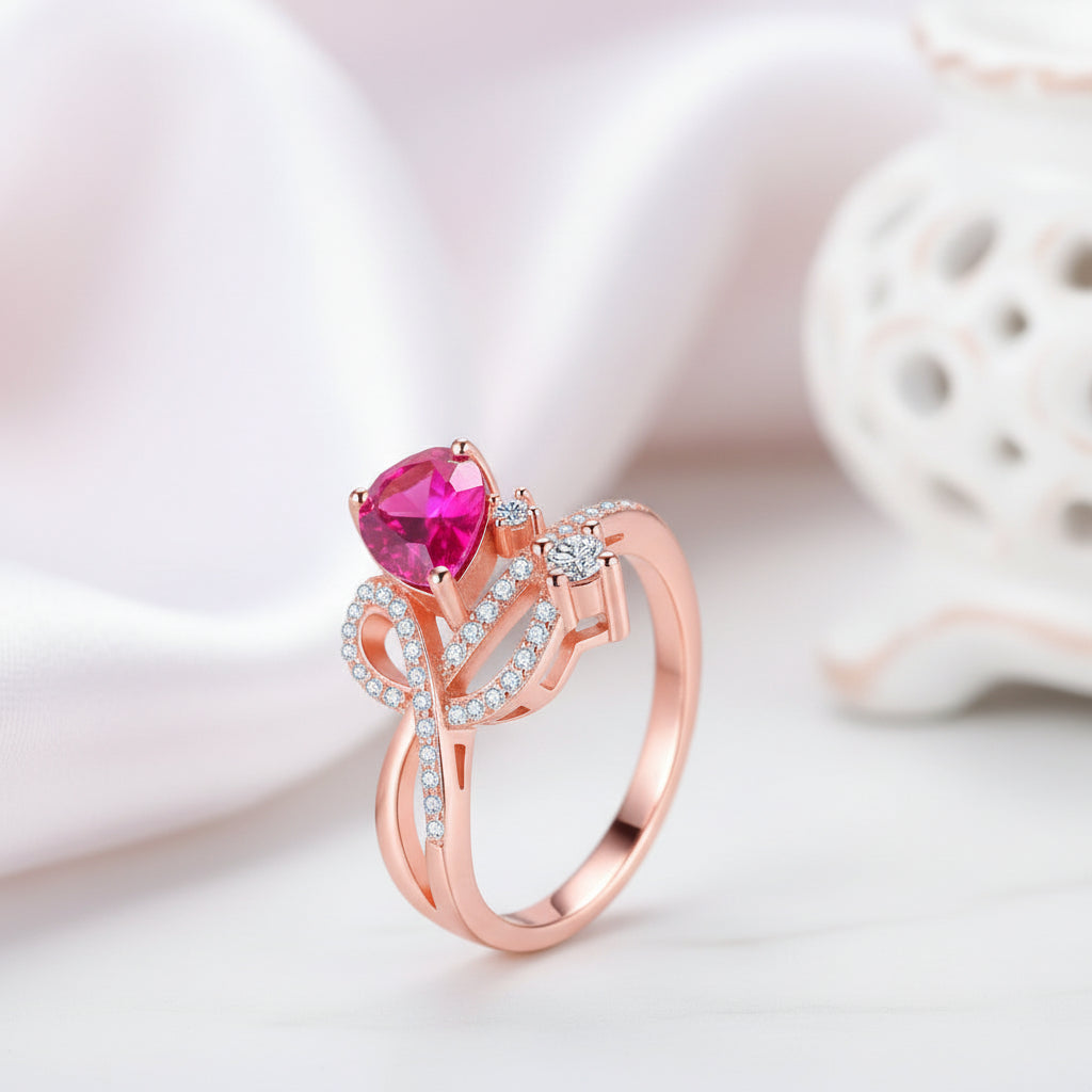 1.5ct Flower Crystal Topaz Gemstone Ring-Black Diamonds New York