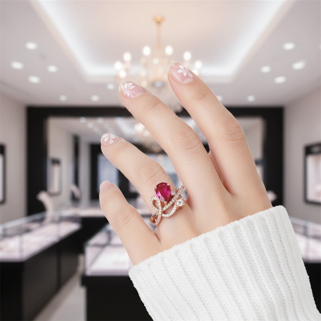 1.5ct Flower Crystal Topaz Gemstone Ring-Black Diamonds New York