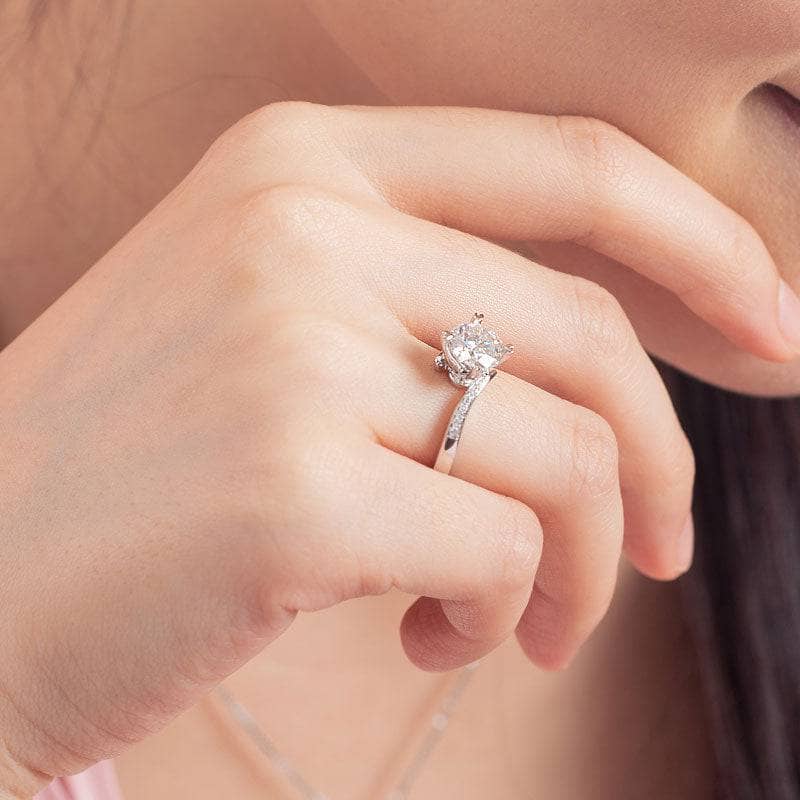 1.5ct Moissanite Diamond Heart Shape Prong Ring-Black Diamonds New York
