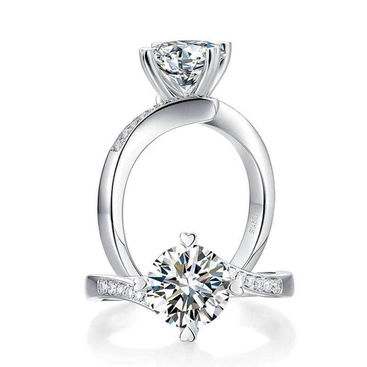 1.5ct Moissanite Diamond Heart Shape Prong Ring - Black Diamonds New York