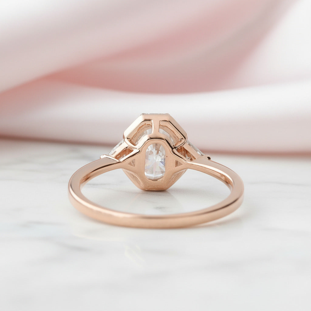 1.5 Ct Oval Cut Diamond Option 14k Rose Gold Engagement Ring-Black Diamonds New York