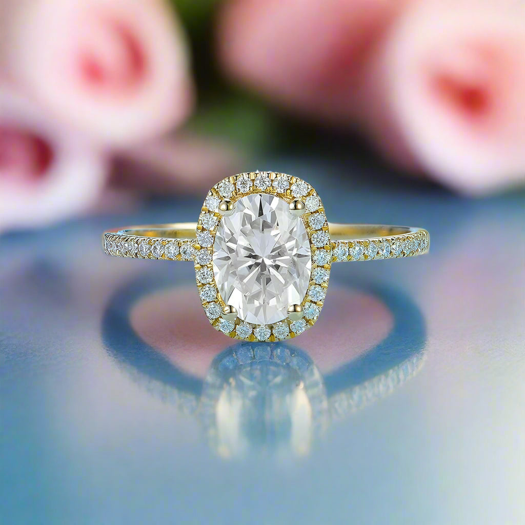 1.5CT Oval Solid 10k Yellow Gold Diamond Solitaire Ring-Black Diamonds New York