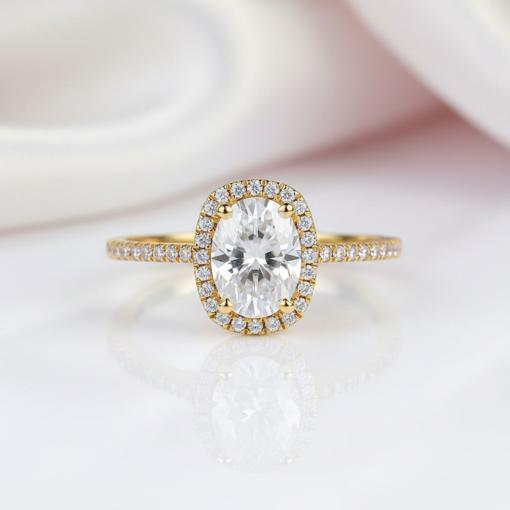 1.5CT Oval Solid 10k Yellow Gold Diamond Option Solitaire Ring-Black Diamonds New York