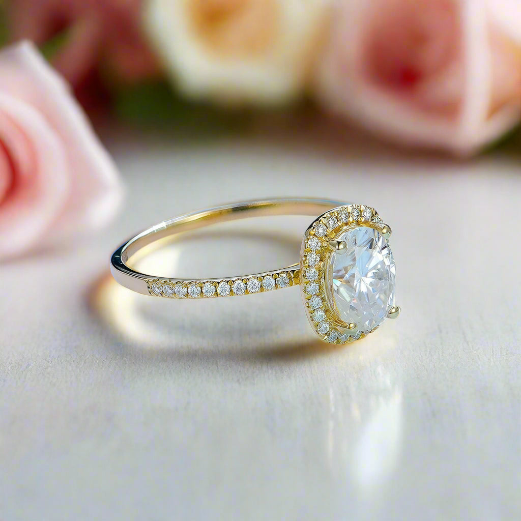 1.5CT Oval Solid 10k Yellow Gold Diamond Solitaire Ring-Black Diamonds New York