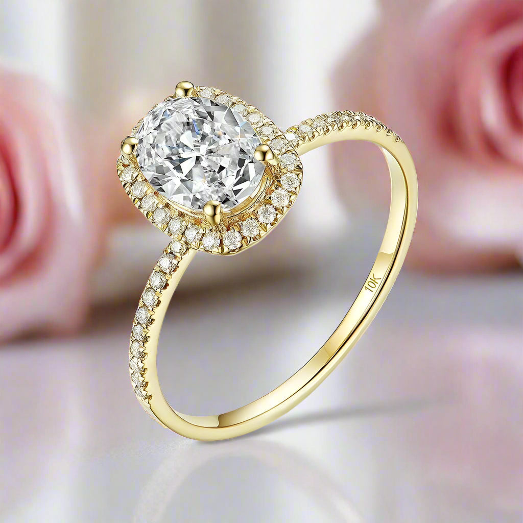 1.5CT Oval Solid 10k Yellow Gold Diamond Solitaire Ring-Black Diamonds New York