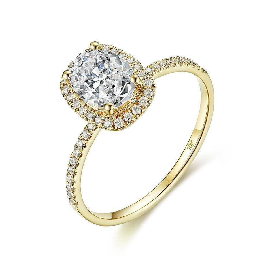 1.5CT Oval Solid 10K Yellow Gold Diamond Solitaire Ring-Black Diamonds New York
