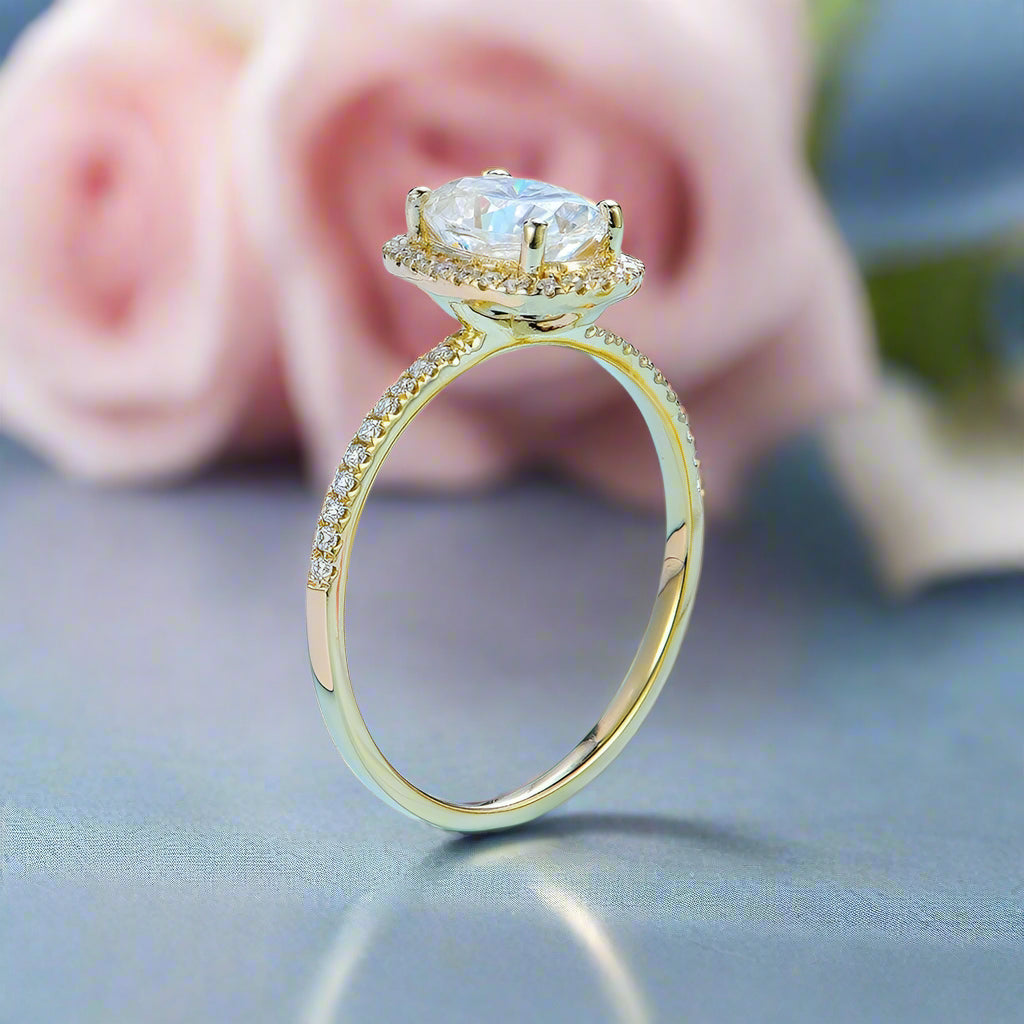 1.5CT Oval Solid 10k Yellow Gold Diamond Solitaire Ring-Black Diamonds New York