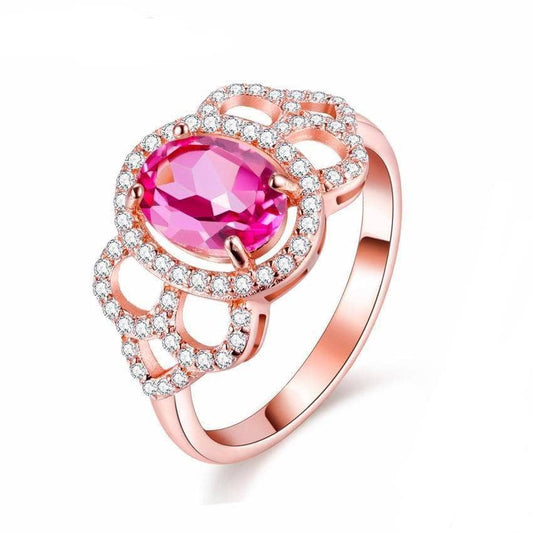 1.5ct Pink Topaz Natural Stone Eternity Rings-Black Diamonds New York