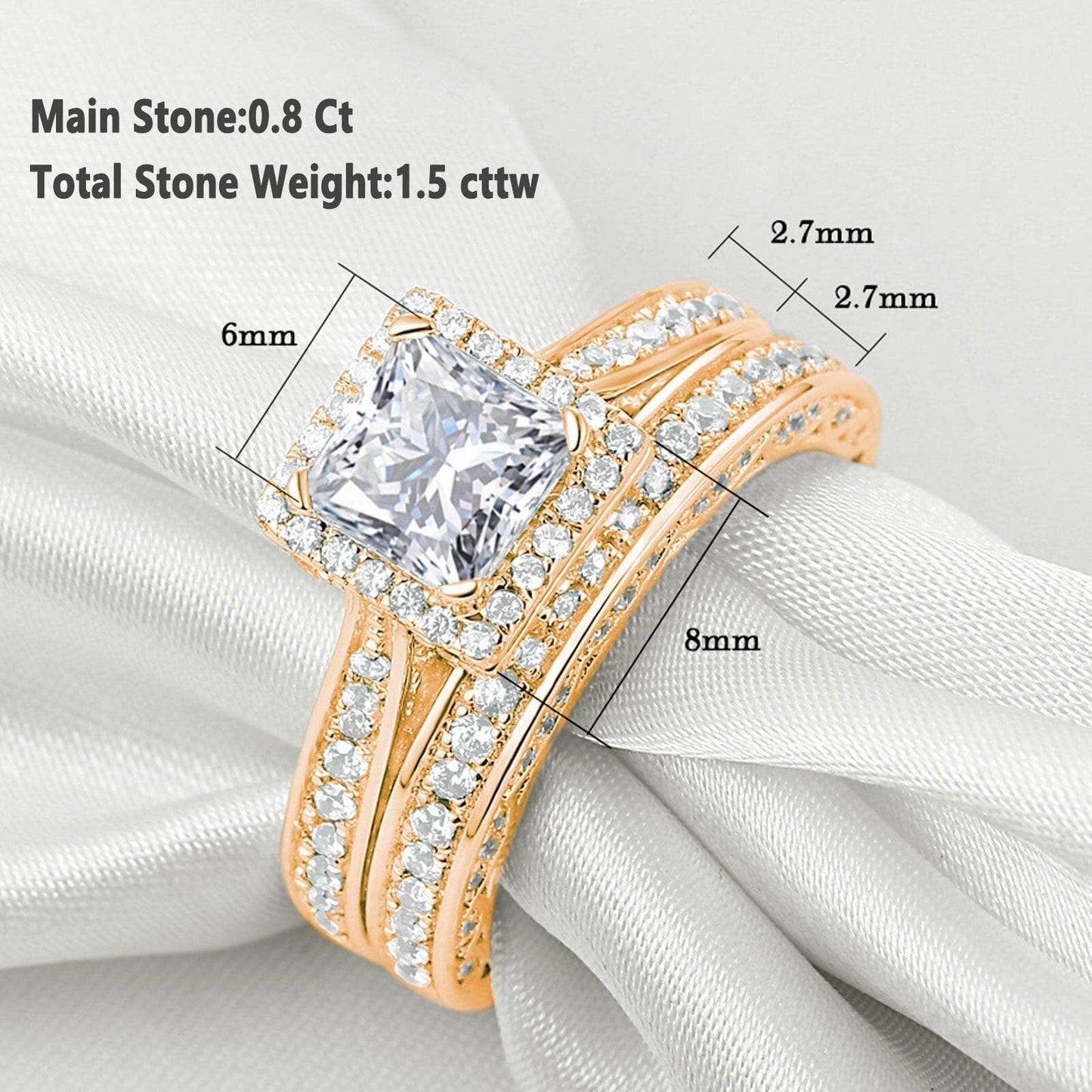 1.5ct Princess Cut EVN Stone Engagement Ring Set - Black Diamonds New York