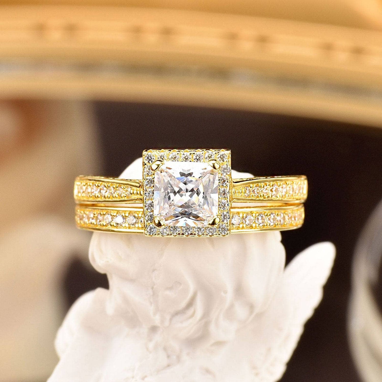 1.5ct Princess Cut EVN Stone Engagement Ring Set - Black Diamonds New York