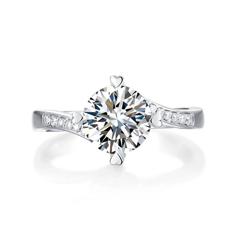 1.5ct Round Cut Moissanite Diamond Heart Shape Prong Ring - Black Diamonds New York