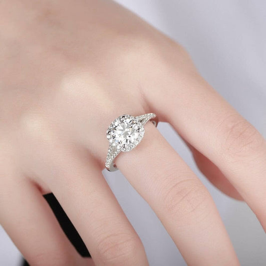 1.5ct Round Cut Moissanite Engagement Ring-Black Diamonds New York