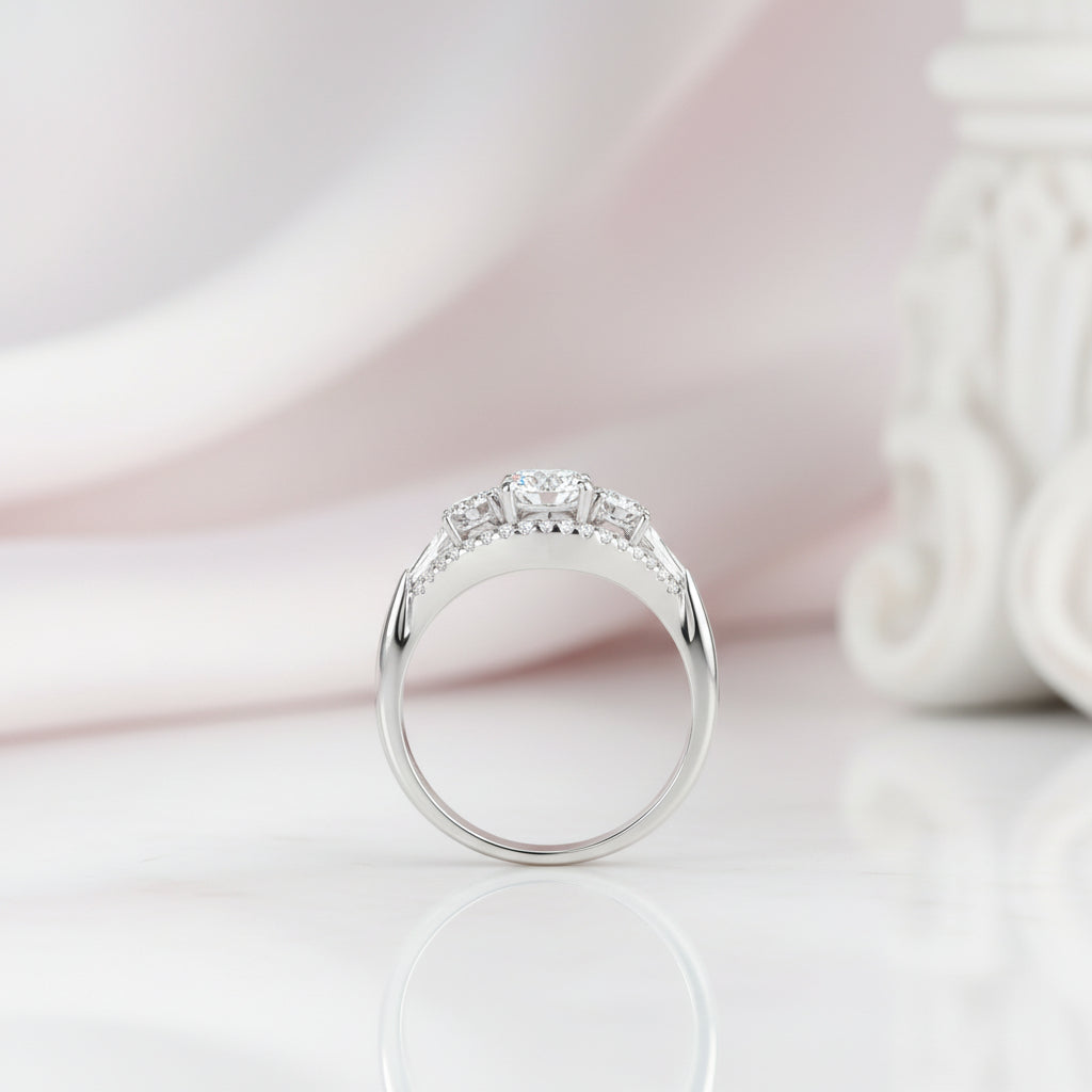 1.8 ct Round Cut Diamond Option Three Stone Engagement-Black Diamonds New York