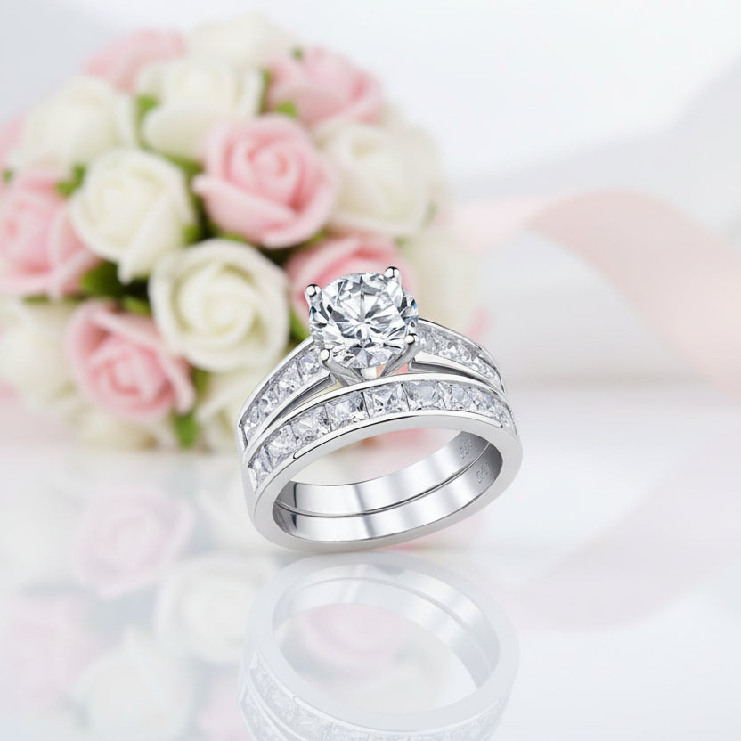 1.8 Ct Round Diamond Engagement Ring Set-Black Diamonds New York